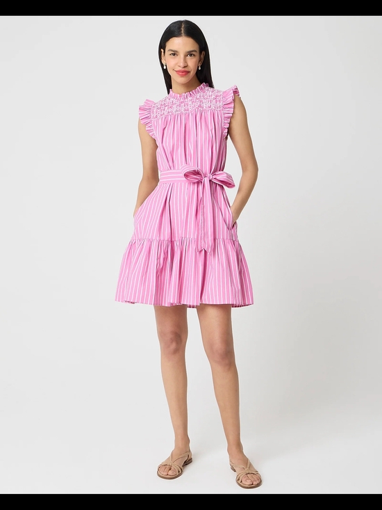 J. Crew Dresses & Skirts - NEW Adorable J Crew Pink Striped Sleeveless Tie-Waist Dress